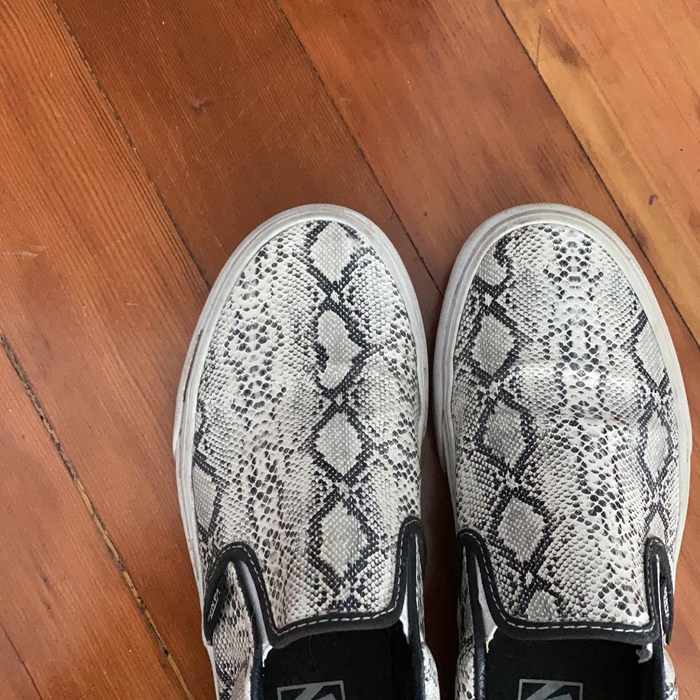 Vans snake pattern slip ons
